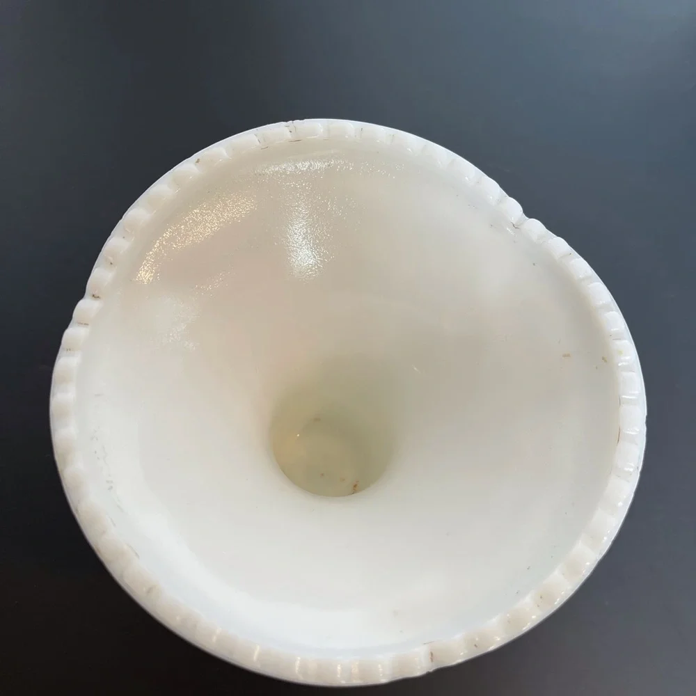 Vintage Milk Glass Vase in Old Quilt Pattern, 1960s